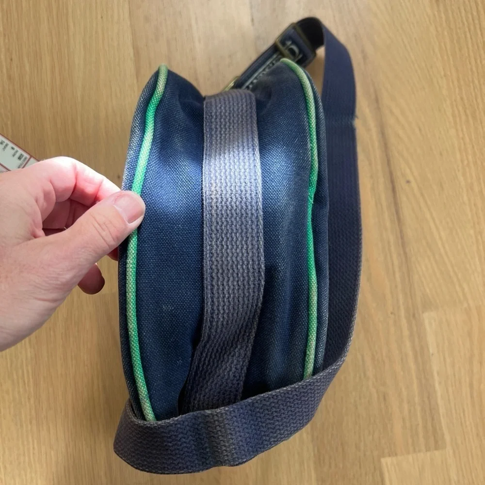Lands End Vintage Crossbody Canvas Purse Bag Green Blue Preppy Shoulder Small